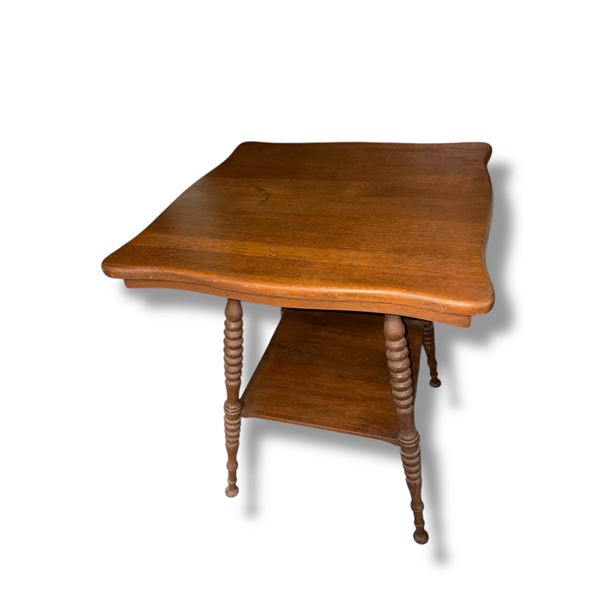 2 tier wooden square side table - approx. 2ft x 2ft x 29in tall