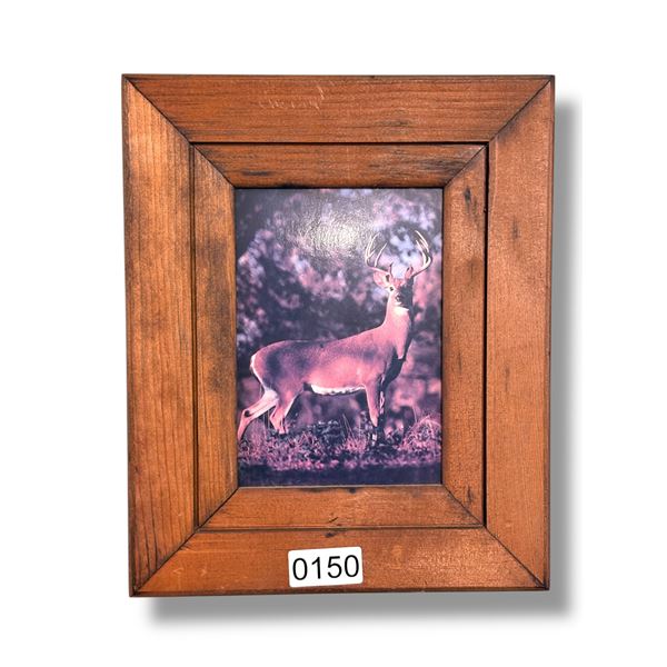 Wooden framed Deer photograph - 9in x 11in
