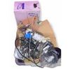 Image 1 : Group of misc. from restaurant - ceiling light fixtures, castors, wiring