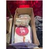 Image 1 : Box of t-shirts, and hand fans