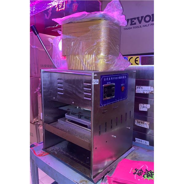 Aluminum food container sealer with containers