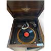 Image 6 : Antique Orthophonic Victrola Wind Up Gramophone with 2 records - working condition (approx. 36in x 1