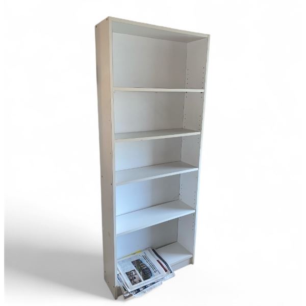 White book shelf - approx. 27 1/2in wide x 68in height x 8 1/2in depth