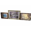 Image 1 : Group of 3 assorted framed wall hangings/prints - largest one approx. 21 1/2in x 17 1/2in