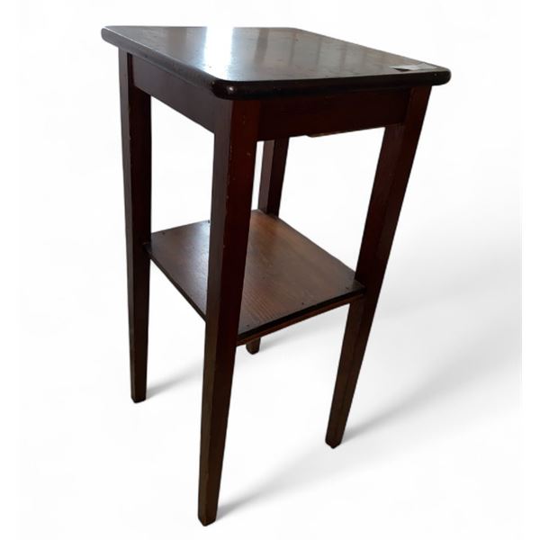 Wooden side table with bottom shelf - approx. 15in x 15in x 30in tall