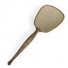 Image 1 : Vintage handheld vanity mirror with heavy brass embossed floral handle