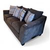 Image 2 : 3 seater sofa (barely used) with cushions - approx. 7ft length x 38in depth x 32in height