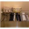 Image 1 : Group of clothing hangers & boxes (white racks not included)
