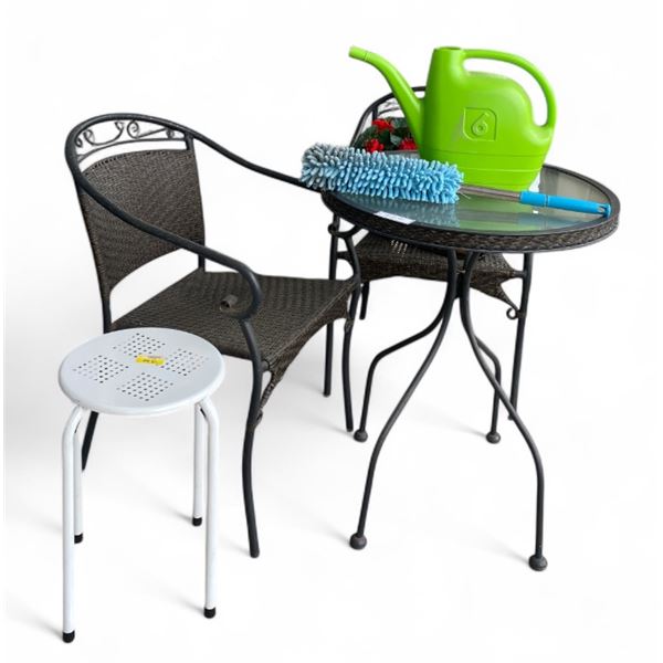 Group of patio furniture & contents
