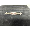 Image 2 : 14K WG Diamond/Ruby Bar Pin One Round Cut Diamond and 6 Square Scissor Cut Rubies 4.6g