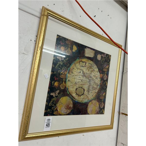 Framed Decorative Wall Map
