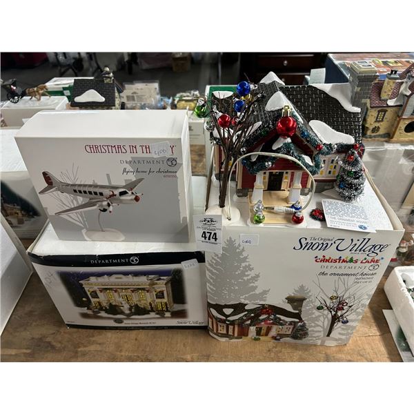 3-Dept. 56 Snow Village House/Airplane - 3 X $