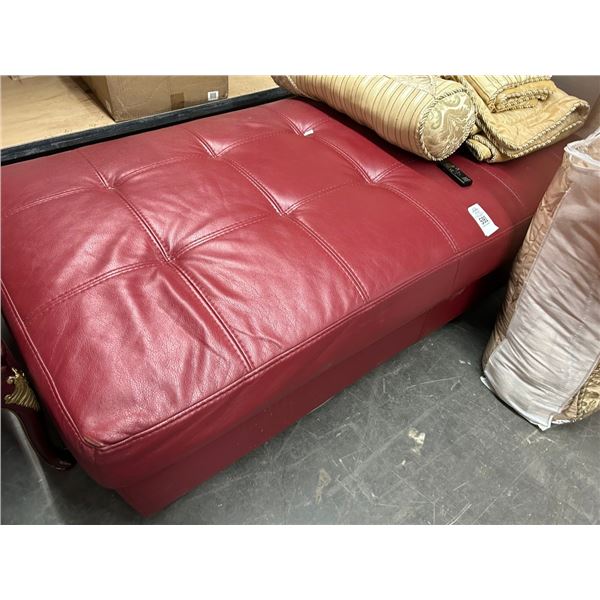 Oversized Red Leather Tufted Ottoman