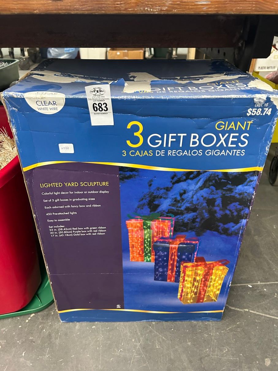 Gaint Box 3 Lighted Giant Gift Box Décor/Other