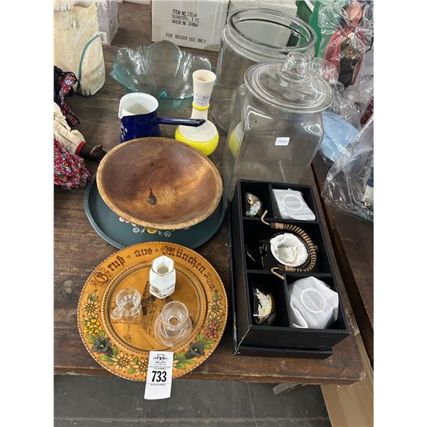 Bowls, Pitcher, Jar, Art Glass Bowl