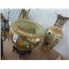 Image 1 : Oriental Fish Bowl w/Stand and Vase Set