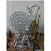 Image 1 : Decorator Giraffe, Palm Candlesticks, Driftwood Lamps, Footed Charger