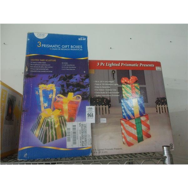 Presmatic Gift Boxes 2 Sets, Lighted Church, Post Lamps
