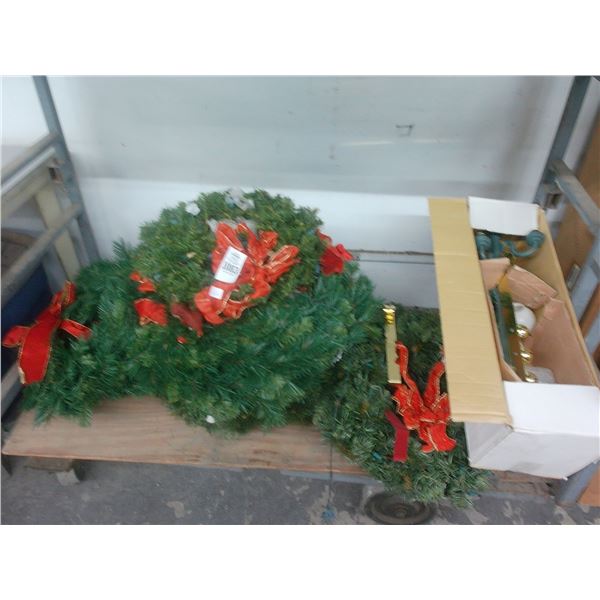 Holiday Wreaths, Post Lamps w/Sleigh Bells
