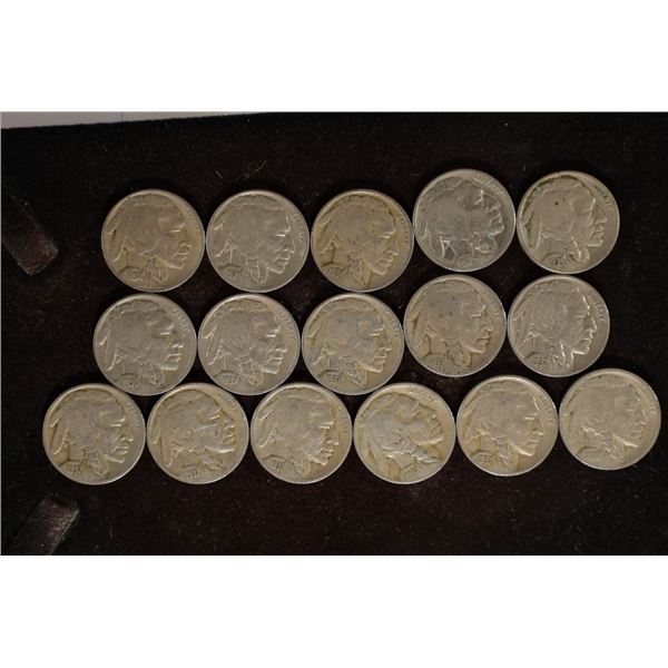 16 FULL DATE BUFFALO NICKELS: 1934-1938