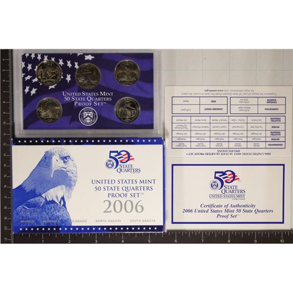 2006 US 50 STATE QUARTER PROOF SET WITH BOX & CERT