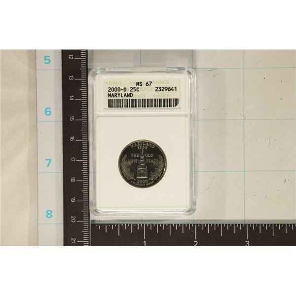 2000-D MARYLAND QUARTER ANACS MS67