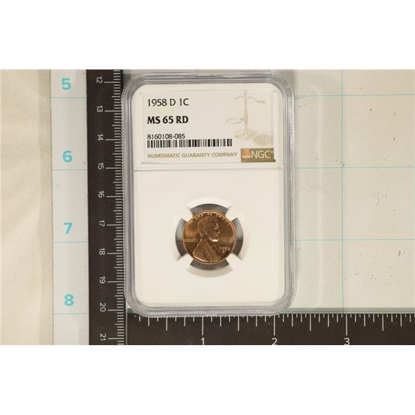1958-D LINCOLN WHEAT CENT NGC MS65 RD