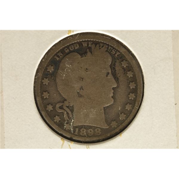 1898 SILVER BARBER QUARTER