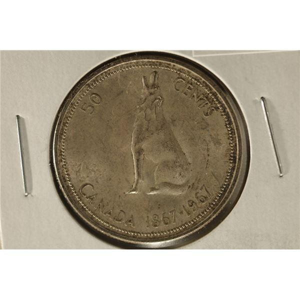 1967 CANADA SILVER 50 CENT COIN .300 OZ. ASW
