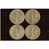 Image 2 : 1920, 1937-D, 1941-S & 1944-D SILVER MERCURY DIMES