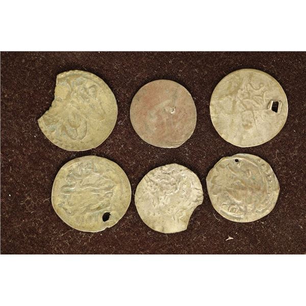 6 SILVER DIME SIZED OTTOMAN EMPIRE PARA COINS: