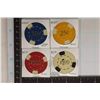 Image 1 : 4 CLAY VINTAGE POKER CHIPS: 25 CENT, 50 CENTS, $1,