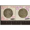 Image 1 : 1934 & 1935 NEW ZELAND SILVER 1 SHILLING COINS