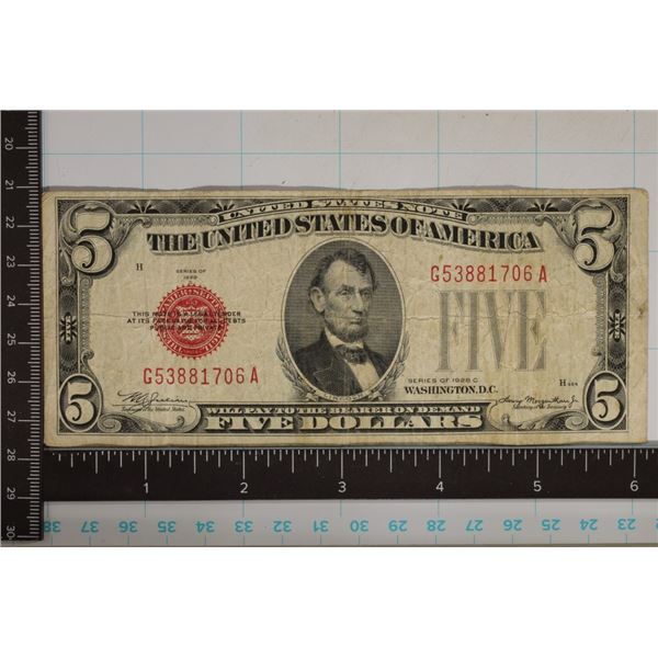 1928-C US $5 FRN. RED SEAL