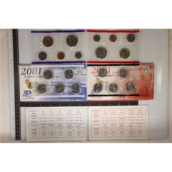 2001 US MINT SET (UNC) P/D (WITH ENVELOPE) AND