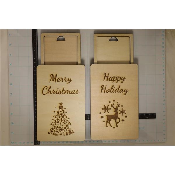 2-HOLIDAY THEMED ENGRAVED CURRENCY GIFT BOXES