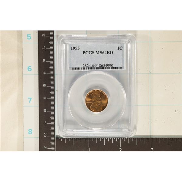 1955 LINCOLN WHEAT CENT PCGS MS64RD