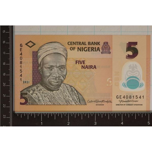 2021 NIGERIA 5 HAIRA CRISP UNC POLYMER COLORIZED