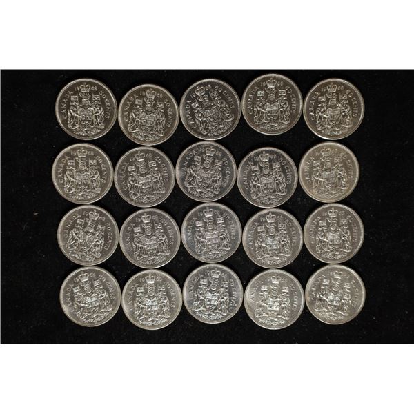 20-1968 CANADA UNC 50 CENT COINS