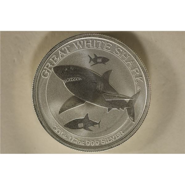 2014 AUSTRALIA SILVER .5 OZ. .999 UNC GREAT WHITE