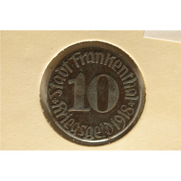 1918 GERMAN 10 STADT FRANKENTHAL NOTGELD