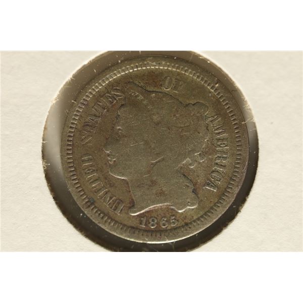 1865 US THREE CENT "NICKEL"