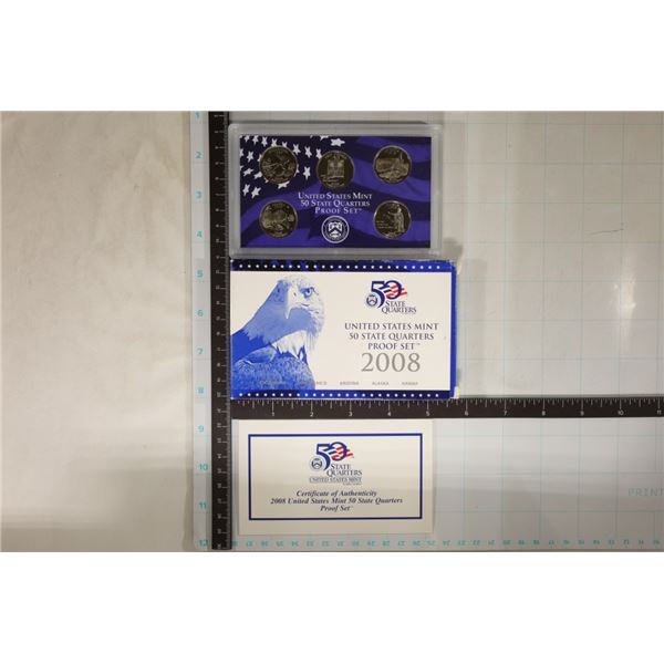 2008 US 50 STATE QUARTER PROOF SET WITH BOX & CERT
