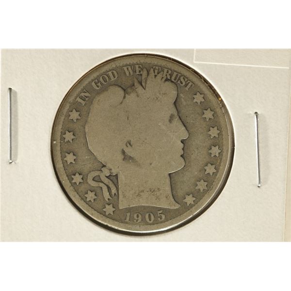 1905-S SILVER BARBER HALF DOLLAR