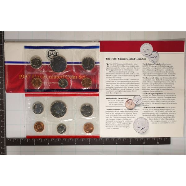 1987 US MINT SET (UNC) P/D (WITH ENVELOPE) AND