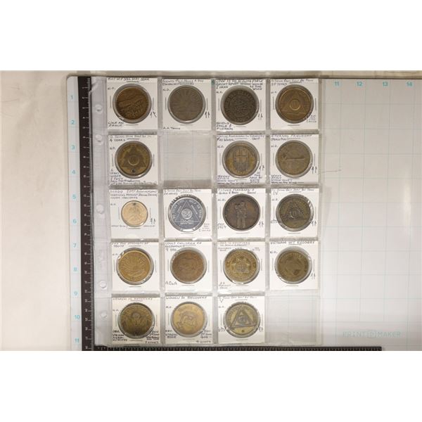 18 METAL "AA" TOKENS.  COPS IN RECOVERY, ADULT