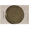 Image 1 : 1966-F GERMAN SILVER 5 MARK .2251 OZ. ASW