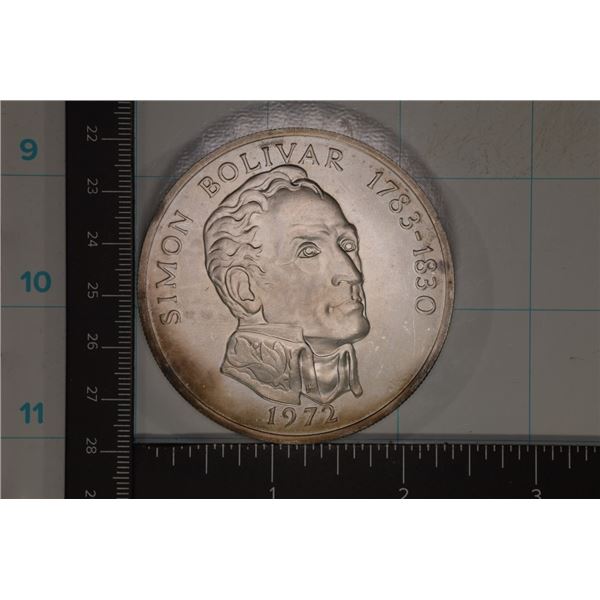 1972 PANAMA SILVER 20 BALBOAS UNC COIN 3.85 OZ.