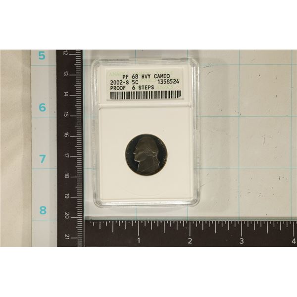 2002-S JEFFERSON NICKEL ANACS PF68 HVY CAMEO