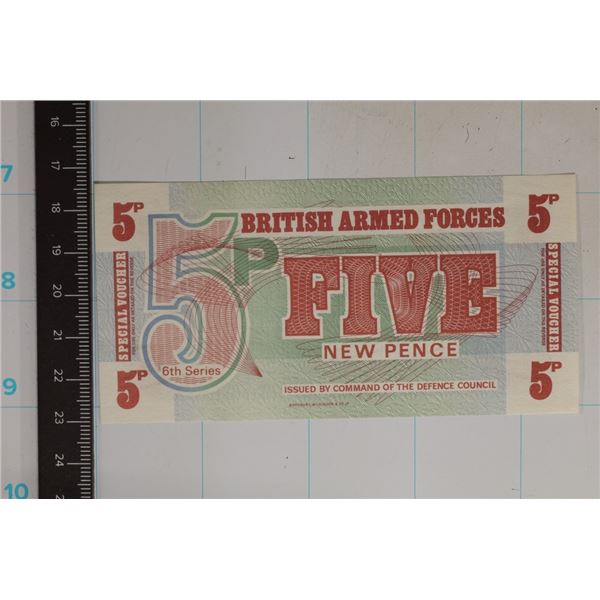 BRITISH ARMED FORCES 6TH SERIES 5 NEW PENCE CRISP